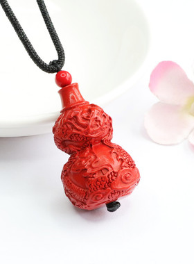 朱砂吊坠龙纹福禄齐康葫芦红砂挂件新中式民族风饰品男女士礼物