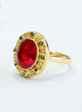 时尚戒指红色鸽子蛋个性时尚指环女士复古民族风饰品节日礼物