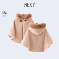 UK Next girls gush cloak cloak out for windproof by shoulder children jacket baby thickened winter-style childrens clothing