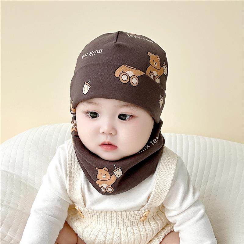 宝宝帽子秋冬季韩版纯棉可爱男童女婴幼儿帽子围脖两件套装春秋厚,淘宝优惠券,粉丝福利购,淘宝优惠卷