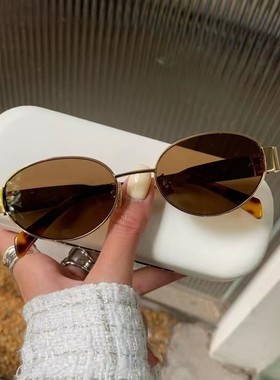 2025新款凯旋门偏光太阳眼镜女复古高级感椭圆金属墨镜男网红时尚