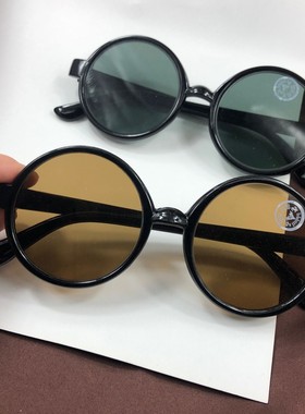 水晶太阳镜圆框男墨镜石头镜女清凉护目民国眼镜复古文艺太子镜