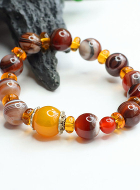 天然玛瑙手串俏色玉髓水晶手链气质时尚女神款百搭饰品送闺蜜礼物