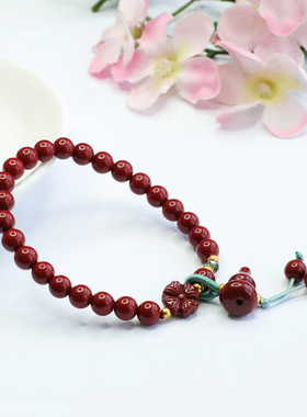 朱砂手串紫金砂福桃花禄齐康葫芦流苏手链男女士简约饰品情侣礼物