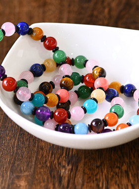 多宝水晶手串多彩圆珠手链女首饰甜美可爱少女风多巴胺时尚饰品