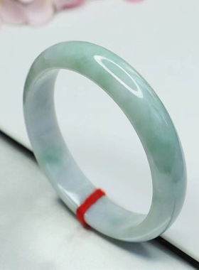 天然翡翠手镯淡绿色缅甸a货玉石镯子珠宝女士气质简约饰品礼物