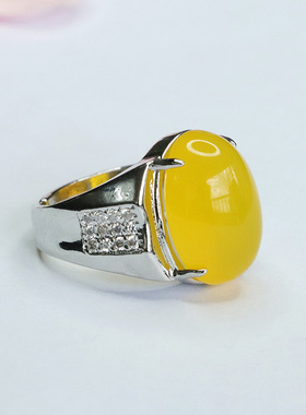 黄玉髓戒指指圈鸽子蛋玛瑙扳指男女士款礼品气质文雅大气饰品礼物