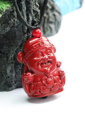 朱砂吊坠紫金砂财源滚滚财神爷挂坠项链复古男女士项链挂件饰品