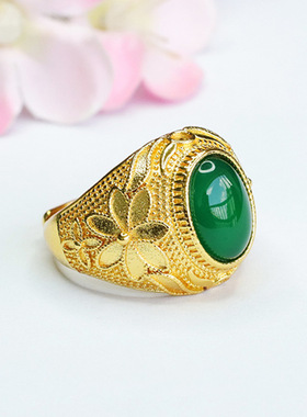 绿玉髓戒指帝王绿玛瑙扳指指环戒圈女士款礼品气质文雅大气饰品