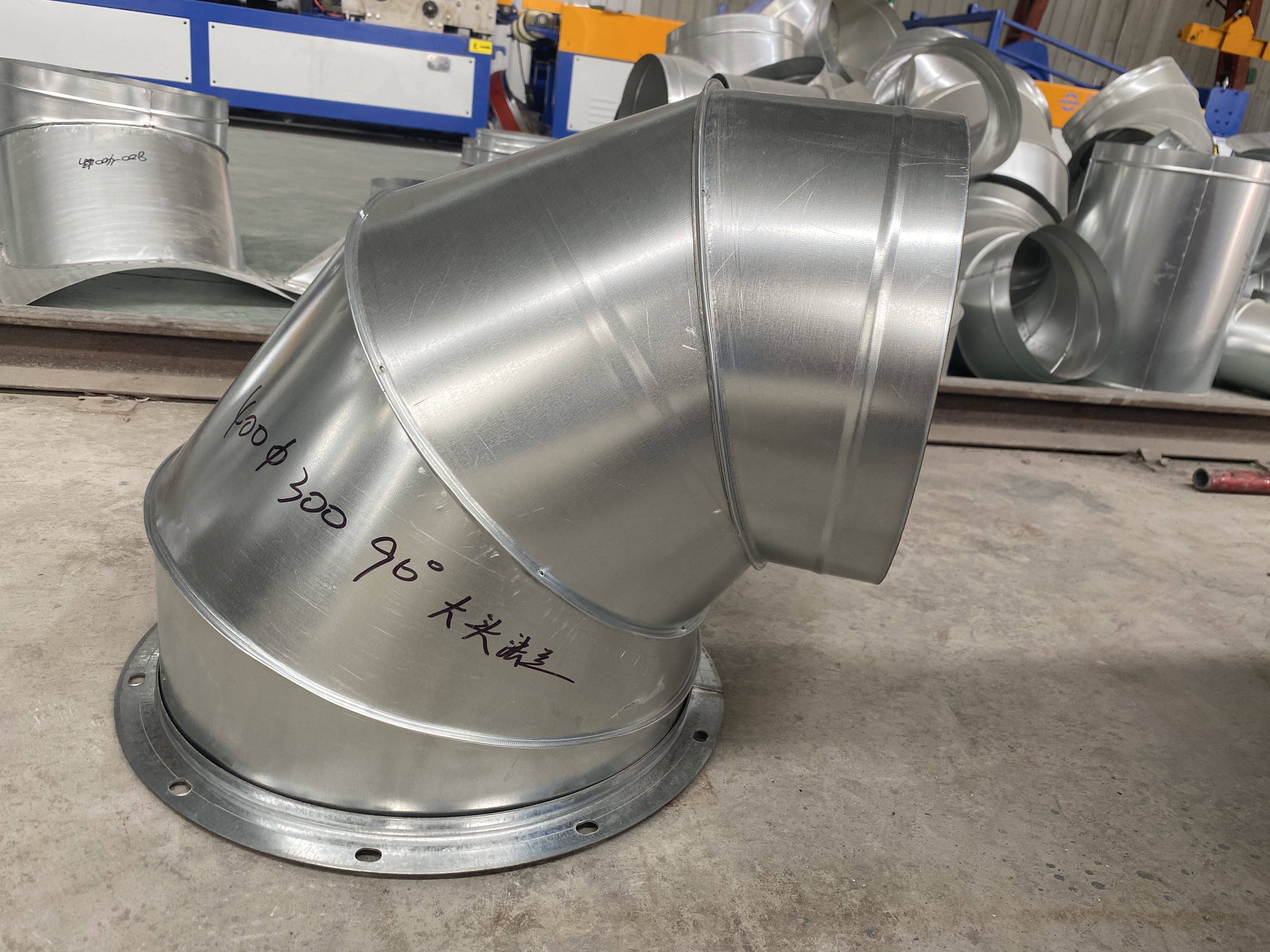 90度变径弯头排风扇抽油烟风机铁皮变径大变小接排烟风管法兰接头