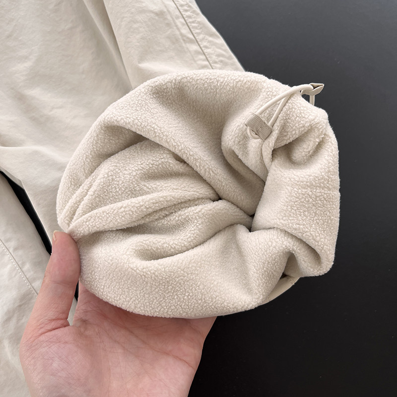 日单U+秋冬女装松紧腰系带加绒保暖工装休闲裤直筒束脚裤长裤子,淘宝优惠券,粉丝福利购,淘宝优惠卷