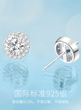 范琦纯银耳钉圆形错石女单钻星点