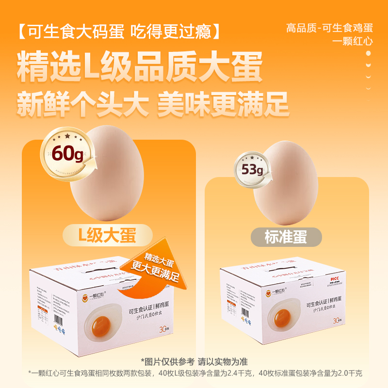 One red heart can be eaten raw, 40 large eggs in a gift box