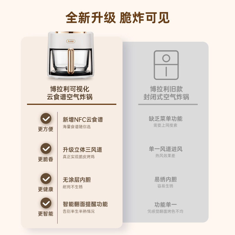 博拉利可视nfc智能食谱升空气炸锅 博拉利空气炸锅