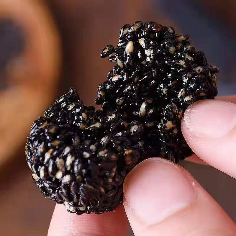 枣乐趣九蒸九晒黑芝麻丸独立包装男女纯黑芝麻球休闲零食