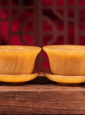 古玩披毛犀杂项杯子小黄碗摆件把件文玩收藏好东西杯工艺品送礼