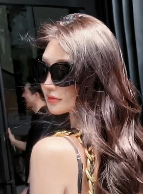 欧美风法式猫眼杨树林墨镜女潮方圆脸显瘦高级感太阳镜金属配饰男