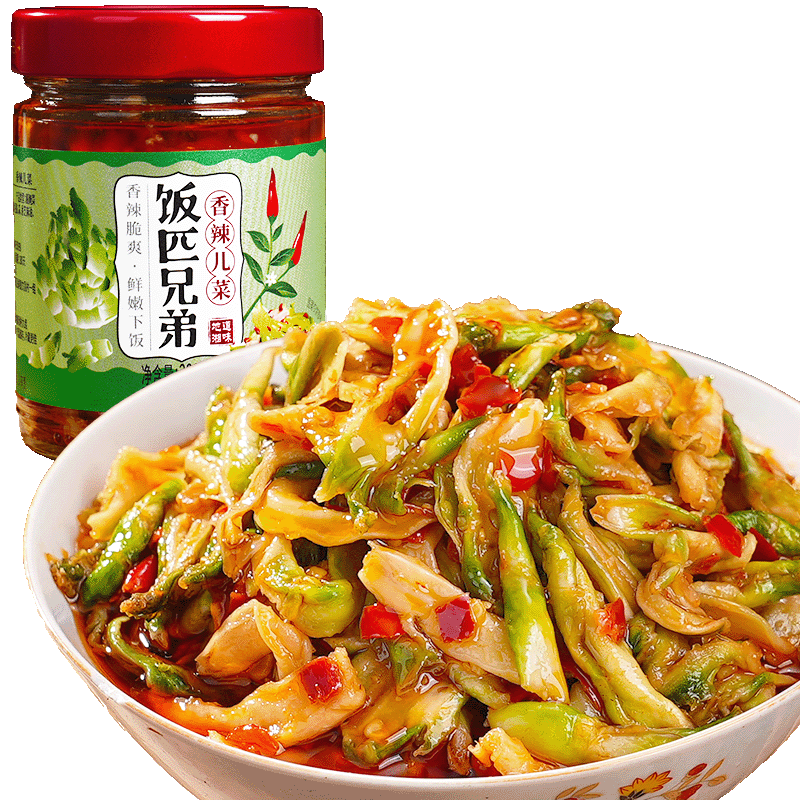 饭匹兄弟香辣儿菜咸菜辣椒酱下饭菜脆辣儿菜片榨菜瓶装拌饭酱湖南