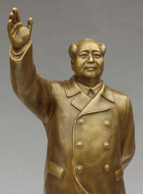 大厅黄铜办公桌毛爷爷挥手雕塑像