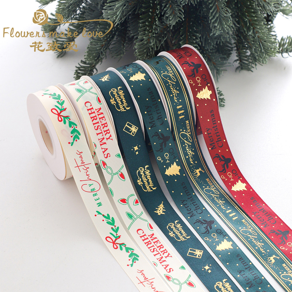 圣诞节丝带红绿色系螺纹绑带花艺礼品diy装饰蝴蝶结烫金绸带,淘宝优惠券,粉丝福利购,淘宝优惠卷