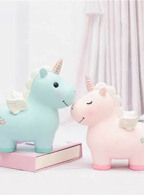 摆件家居装饰生日礼物女孩独角兽存钱罐大号少女心儿童纸币储蓄罐
