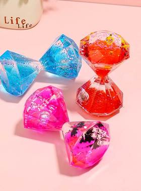 亮片大钻石卡通漂浮油滴沙漏闪光球家居摆件减压油漏儿童玩具礼物