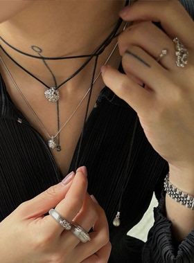 ATELIERSO倪索银球皮绳项链