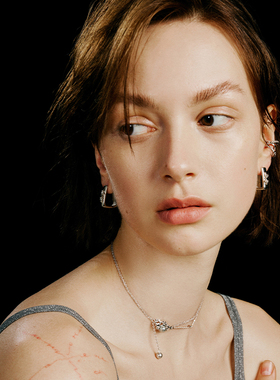 碎克拉珍珠垂坠925纯银项链