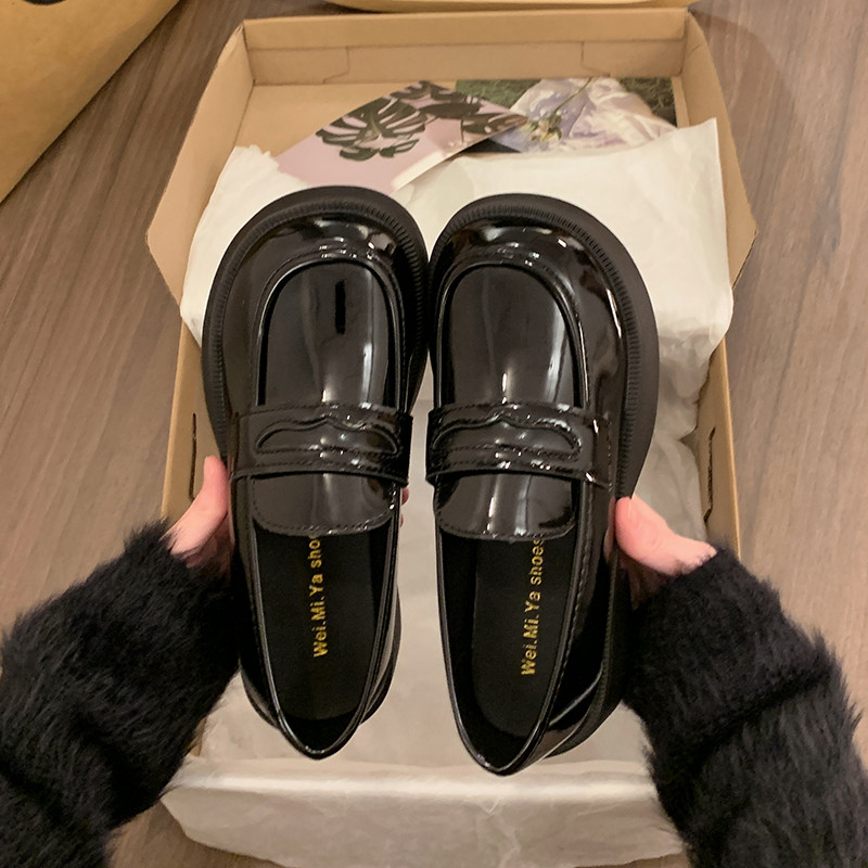 低跟黑色圆头复古一脚蹬通勤乐福鞋女学生百搭英伦学院风小皮鞋潮,淘宝优惠券,粉丝福利购,淘宝优惠卷