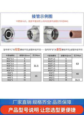 卡套接头活接内外丝液压直角弯头2C9轻型2D9重型碳钢液压过渡接头
