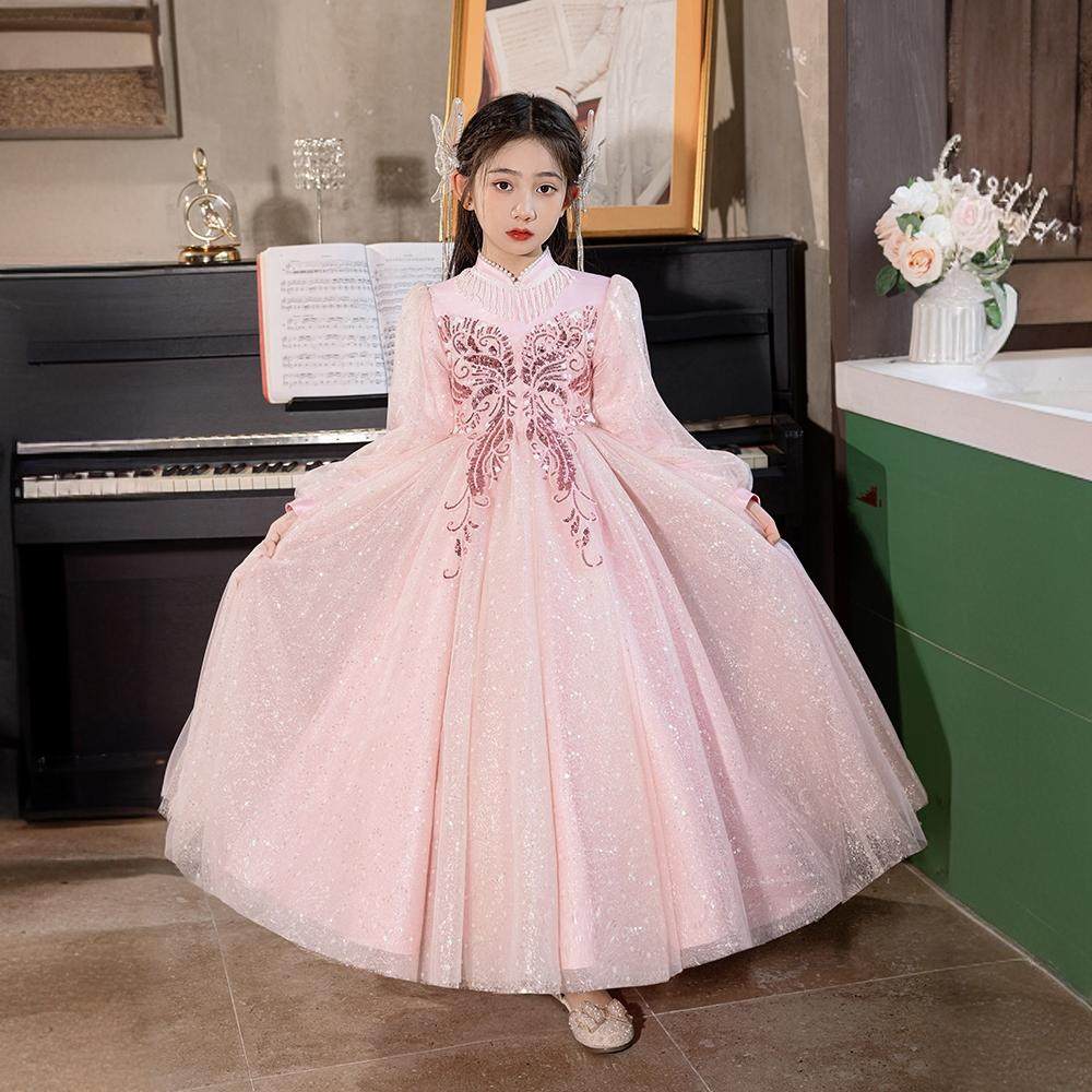 女童礼服秋冬长袖公主裙女孩轻奢钢琴演奏演出服花童婚礼生日礼服,淘宝优惠券,粉丝福利购,淘宝优惠卷