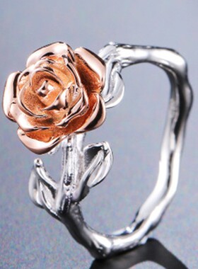 爆款欧美时尚女士套戒 时尚小众宝蓝色花朵带钻戒指