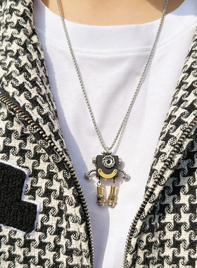 【小跳】手工制作成品机器人项链挂坠创意礼品木制钥匙扣情侣