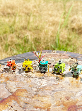 【彩虹军团】蒸汽朋克机器人项链 DIY材料包手作包木质潮玩挂件