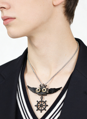 【黑齿轮】朋克机器人手工项链创意礼品木制钥匙扣情侣礼物钥匙扣