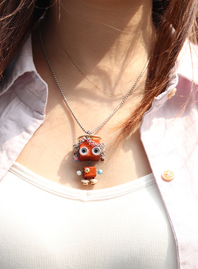 木小魔蒸汽朋克机器人项链包挂