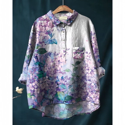 跨境日系外贸新款休闲夏威夷长袖跨境女士长袖衬衫上衣 T-shirt - 图0