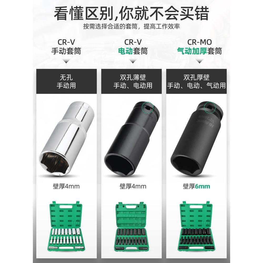 锂电大飞加厚套筒头电动扳手小风炮套管全套8-32mm汽修工具套装 - 图1