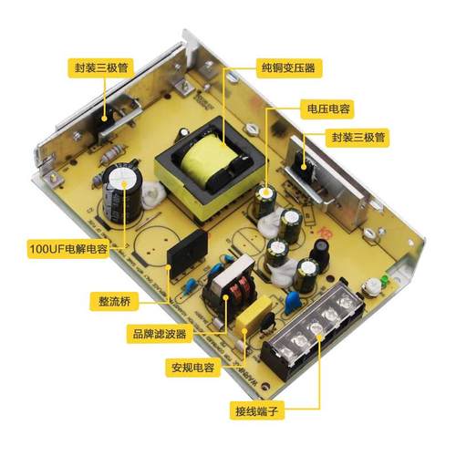 明纬S-60W-24V2.5A直流工业开关电源盒DC12V5A集中供电模块变压器-图1