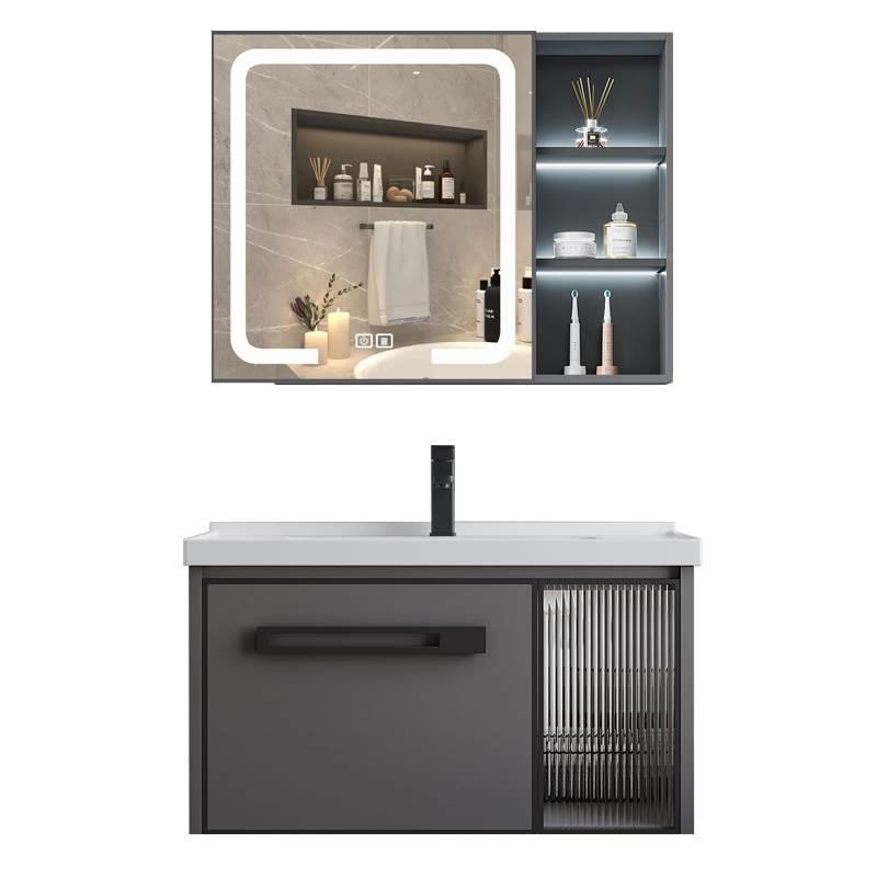 新疆西藏包邮太空铝浴室柜组合小户型洗手盆卫生间洗脸面盆一体洗 - 图3