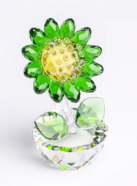 水晶向日葵玻璃小雕像家居桌面装饰橱窗隔断工艺品小摆件