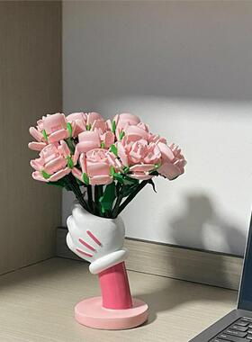 米奇花瓶手握乐高积木花