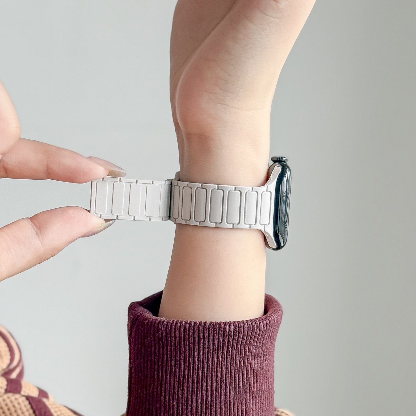 细款磁吸适用苹果S11手表表带iwatch11手表带applewatch10硅胶S10腕带SE3官方新款S9女款S8运动S7男6高级秋冬,淘宝优惠券,粉丝福利购,淘宝优惠卷