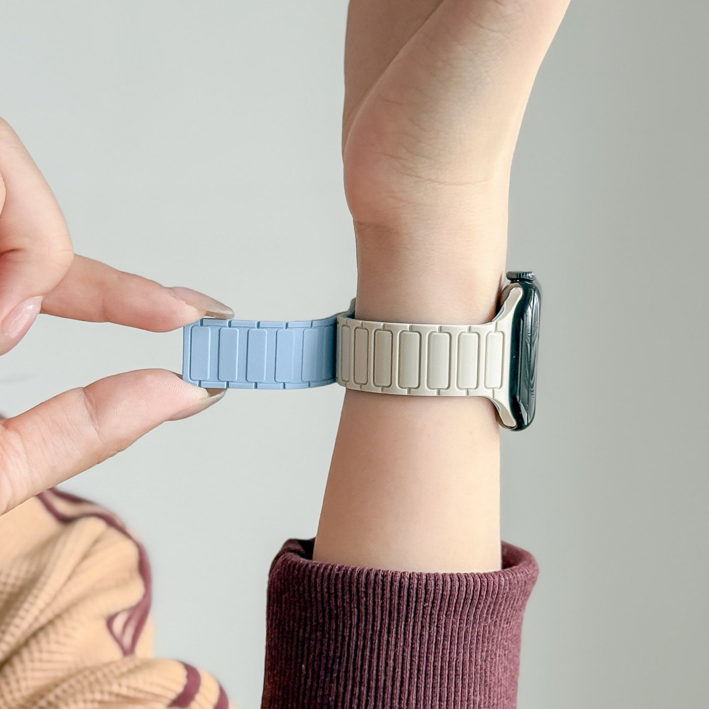 细款磁吸适用苹果S11手表表带iwatch11手表带applewatch10硅胶S10腕带SE3官方新款S9女款S8运动S7男6高级秋冬,淘宝优惠券,粉丝福利购,淘宝优惠卷