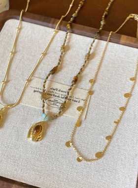 轻奢美拉德虎眼石串珠叠戴项链