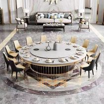 Hotel Dining Room Electric Big Round Table Rock Plate Marble Table Hotel Bag Compartment Round Table of table and chairs