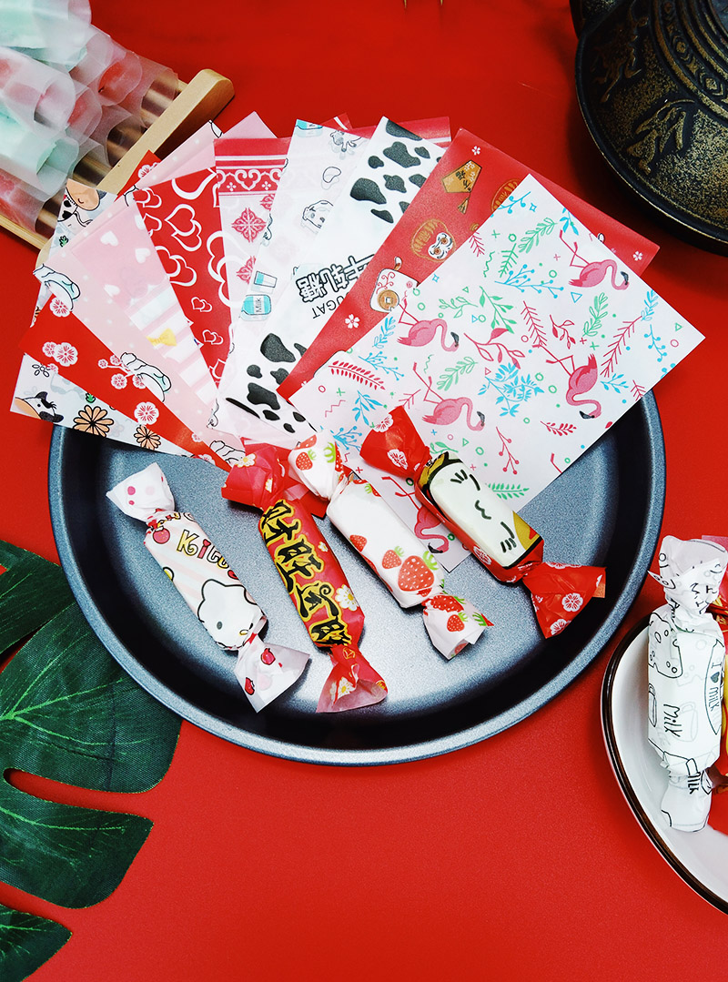 牛轧糖包装纸卡通小清新糖纸创意糖果油纸家用自制雪花酥牛扎糖纸