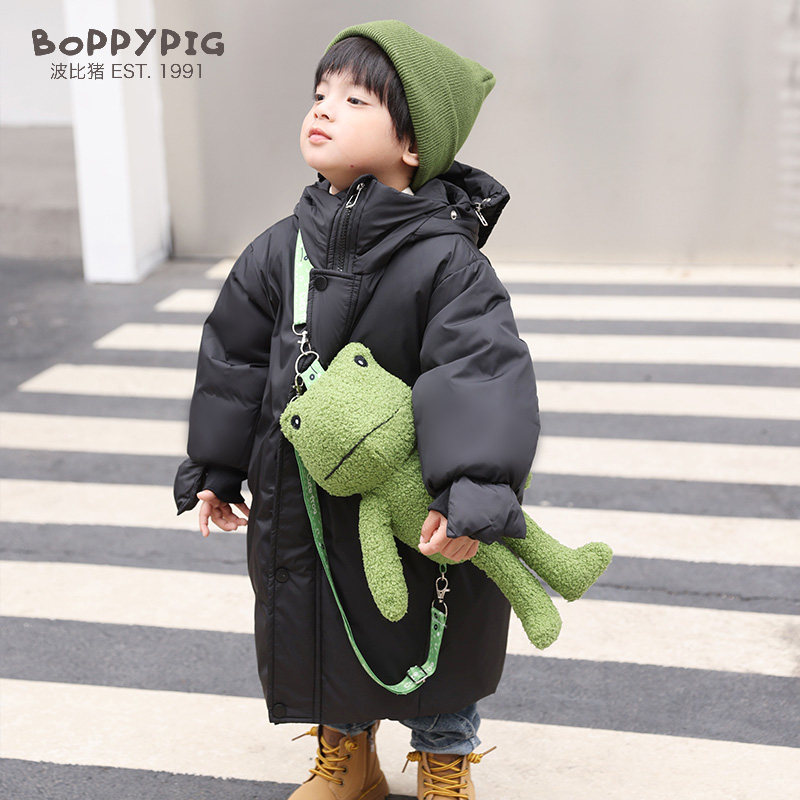 波比猪儿童羽绒服男童洋气青蛙女宝宝小童中长款大童冬装加厚外套,淘宝优惠券,粉丝福利购,淘宝优惠卷