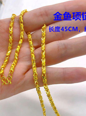 金色项链女镀水波锁骨久不