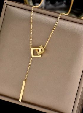 撤柜正品18K黄金色几何项